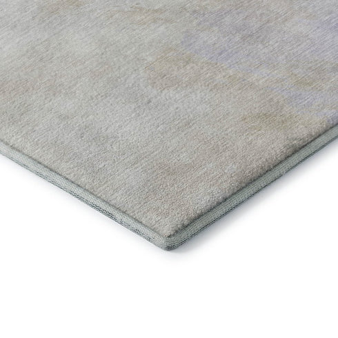 8' X 10' Beige And Ivory Abstract Washable Area Rug With UV Protection
