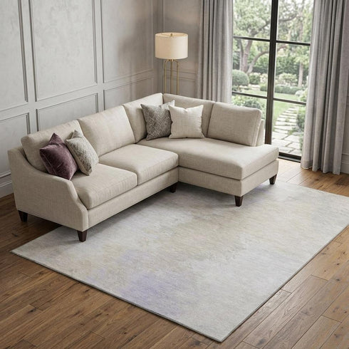 8' X 10' Beige And Ivory Abstract Washable Area Rug With UV Protection