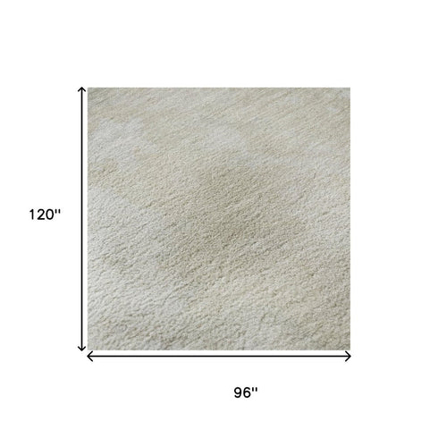 8' X 10' Beige And Ivory Abstract Washable Area Rug With UV Protection
