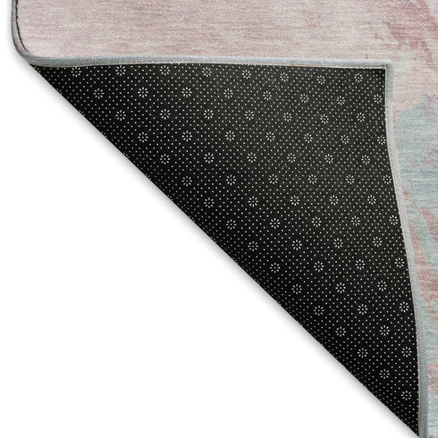 8' X 10' Blush Blue And Ivory Abstract Washable Area Rug With UV Protection