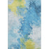 5' X 8' Blue Yellow And Ivory Abstract Washable Area Rug With UV Protection