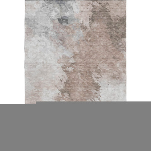 8' X 10' Coffee Ivory And Gray Abstract Washable Area Rug With UV Protection