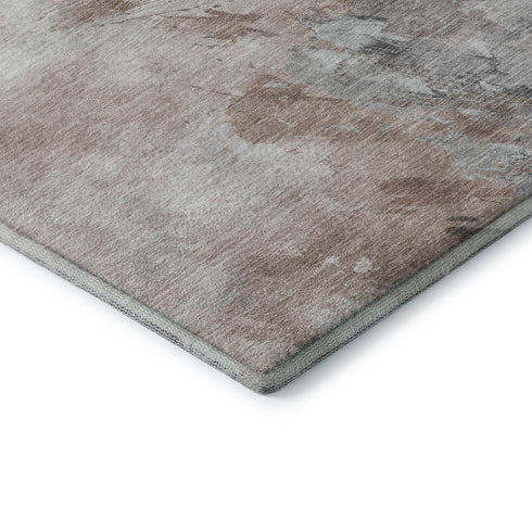 8' X 10' Coffee Ivory And Gray Abstract Washable Area Rug With UV Protection