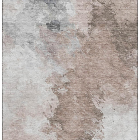 8' X 10' Coffee Ivory And Gray Abstract Washable Area Rug With UV Protection
