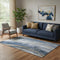5' X 8' Blue Gold And Ivory Abstract Washable Area Rug With UV Protection