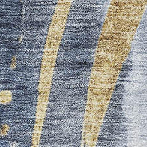 5' X 8' Blue Gold And Ivory Abstract Washable Area Rug With UV Protection
