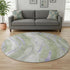 8' Olive Green Lavender And Ivory Abstract Washable Round Rug With UV Protection