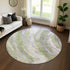 8' Olive Green Lavender And Ivory Abstract Washable Round Rug With UV Protection