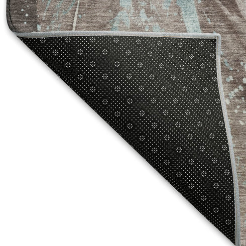8' X 10' Taupe Blue And Ivory Abstract Washable Area Rug With UV Protection