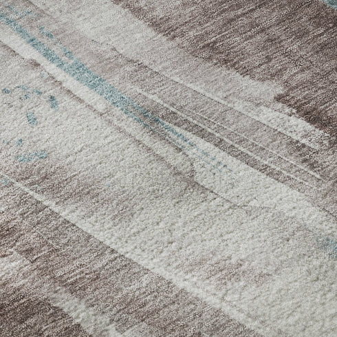 8' X 10' Taupe Blue And Ivory Abstract Washable Area Rug With UV Protection