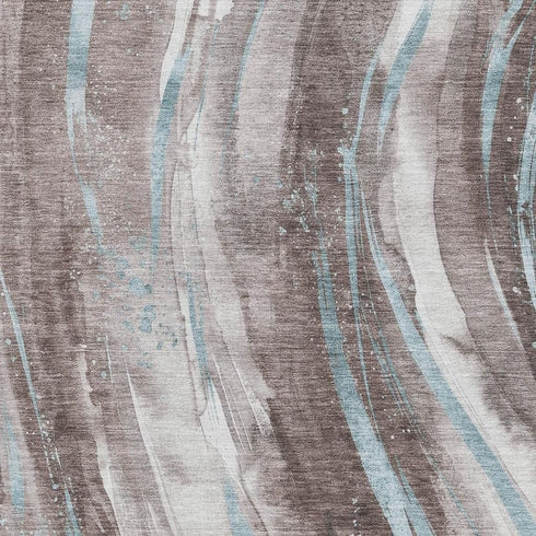 8' X 10' Taupe Blue And Ivory Abstract Washable Area Rug With UV Protection