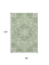 8' X 10' Artichoke Green And Ivory Medallion Washable Area Rug With UV Protection