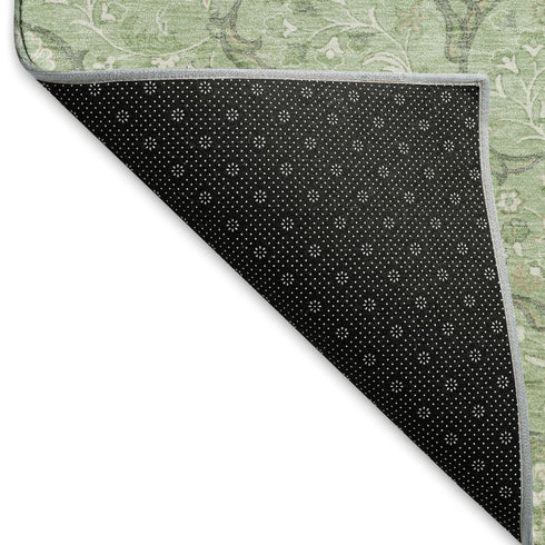 8' X 10' Artichoke Green And Ivory Medallion Washable Area Rug With UV Protection