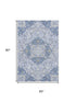 5' X 8' Blue Gray And Silver Medallion Washable Area Rug With UV Protection