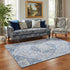 5' X 8' Blue Gray And Silver Medallion Washable Area Rug With UV Protection