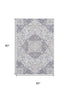 5' X 8' Lavender Ivory And Gold Medallion Washable Area Rug With UV Protection