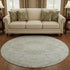 8' Taupe Gray And Ivory Medallion Washable Round Rug With UV Protection