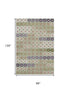 8' X 10' Artichoke Green Purple And Beige Geometric Washable Area Rug With UV Protection