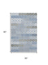 5' X 8' Denim Blue Gray And Silver Geometric Washable Area Rug With UV Protection