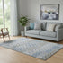 5' X 8' Denim Blue Gray And Silver Geometric Washable Area Rug With UV Protection
