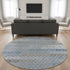 8' Denim Blue Gray And Silver Geometric Washable Round Rug With UV Protection