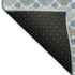 8' Denim Blue Gray And Silver Geometric Washable Round Rug With UV Protection