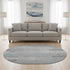 8' Silver Gray And Blue Geometric Washable Round Rug With UV Protection