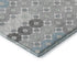 8' Silver Gray And Blue Geometric Washable Round Rug With UV Protection