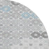 8' Silver Gray And Blue Geometric Washable Round Rug With UV Protection