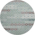 8' Teal Gray And Silver Geometric Washable Round Rug With UV Protection