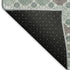 8' Teal Gray And Silver Geometric Washable Round Rug With UV Protection