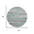 8' Teal Gray And Silver Geometric Washable Round Rug With UV Protection