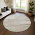 8' Taupe Beige And Teal Geometric Washable Round Rug With UV Protection