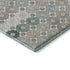 8' Taupe Beige And Teal Geometric Washable Round Rug With UV Protection