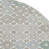 8' Taupe Beige And Teal Geometric Washable Round Rug With UV Protection