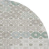 8' Taupe Beige And Teal Geometric Washable Round Rug With UV Protection