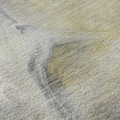 8' X 10' Gold Gray And Silver Abstract Washable Area Rug With UV Protection