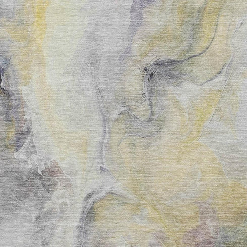 8' X 10' Gold Gray And Silver Abstract Washable Area Rug With UV Protection