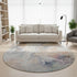 8' Linen Peach And Ivory Abstract Washable Round Rug With UV Protection