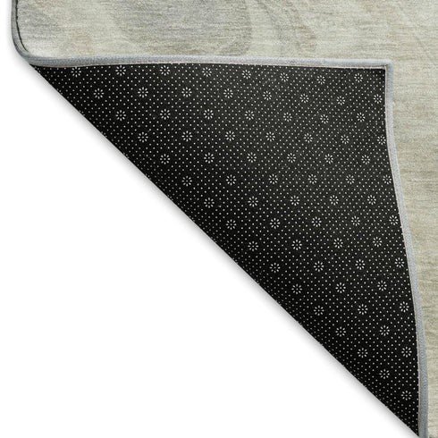 5' X 8' Beige Gray And Ivory Abstract Washable Area Rug With UV Protection