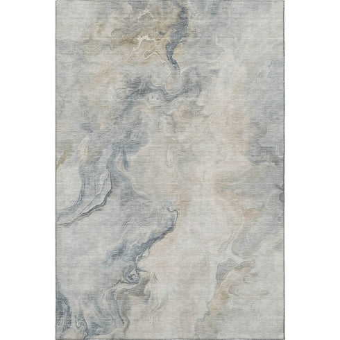 5' X 8' Beige Gray And Ivory Abstract Washable Area Rug With UV Protection