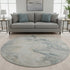 8' Beige Gray And Ivory Abstract Washable Round Rug With UV Protection