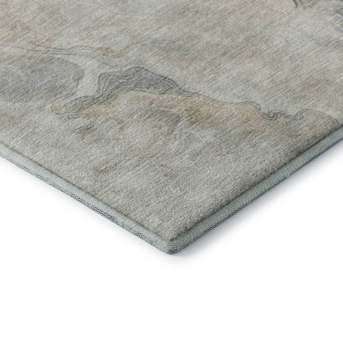 8' X 10' Beige Gray And Ivory Abstract Washable Area Rug With UV Protection
