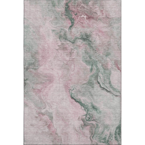 5' X 8' Blush Sage And Ivory Abstract Washable Area Rug With UV Protection