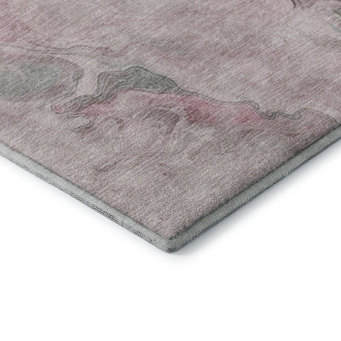 5' X 8' Blush Sage And Ivory Abstract Washable Area Rug With UV Protection