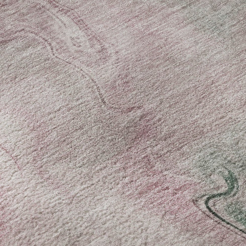 5' X 8' Blush Sage And Ivory Abstract Washable Area Rug With UV Protection