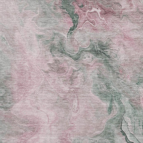 5' X 8' Blush Sage And Ivory Abstract Washable Area Rug With UV Protection