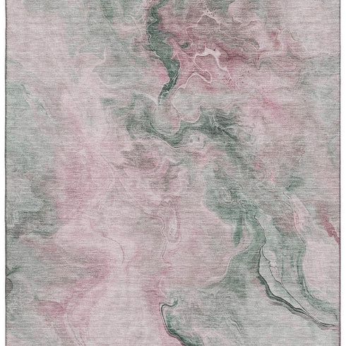5' X 8' Blush Sage And Ivory Abstract Washable Area Rug With UV Protection