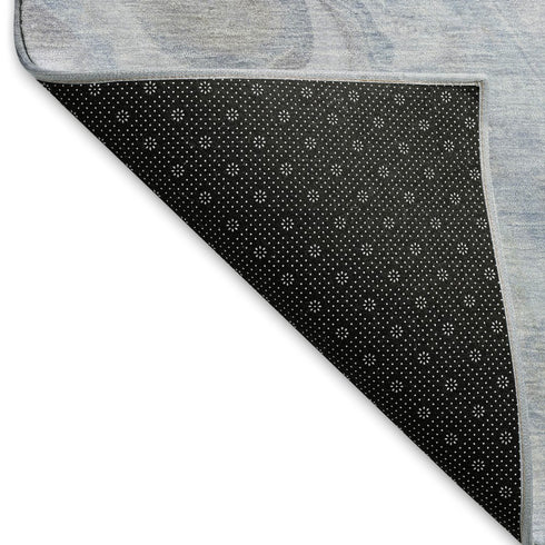 5' X 8' Blue Taupe And Beige Abstract Washable Area Rug With UV Protection