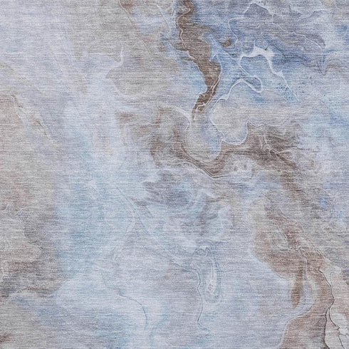 5' X 8' Blue Taupe And Beige Abstract Washable Area Rug With UV Protection